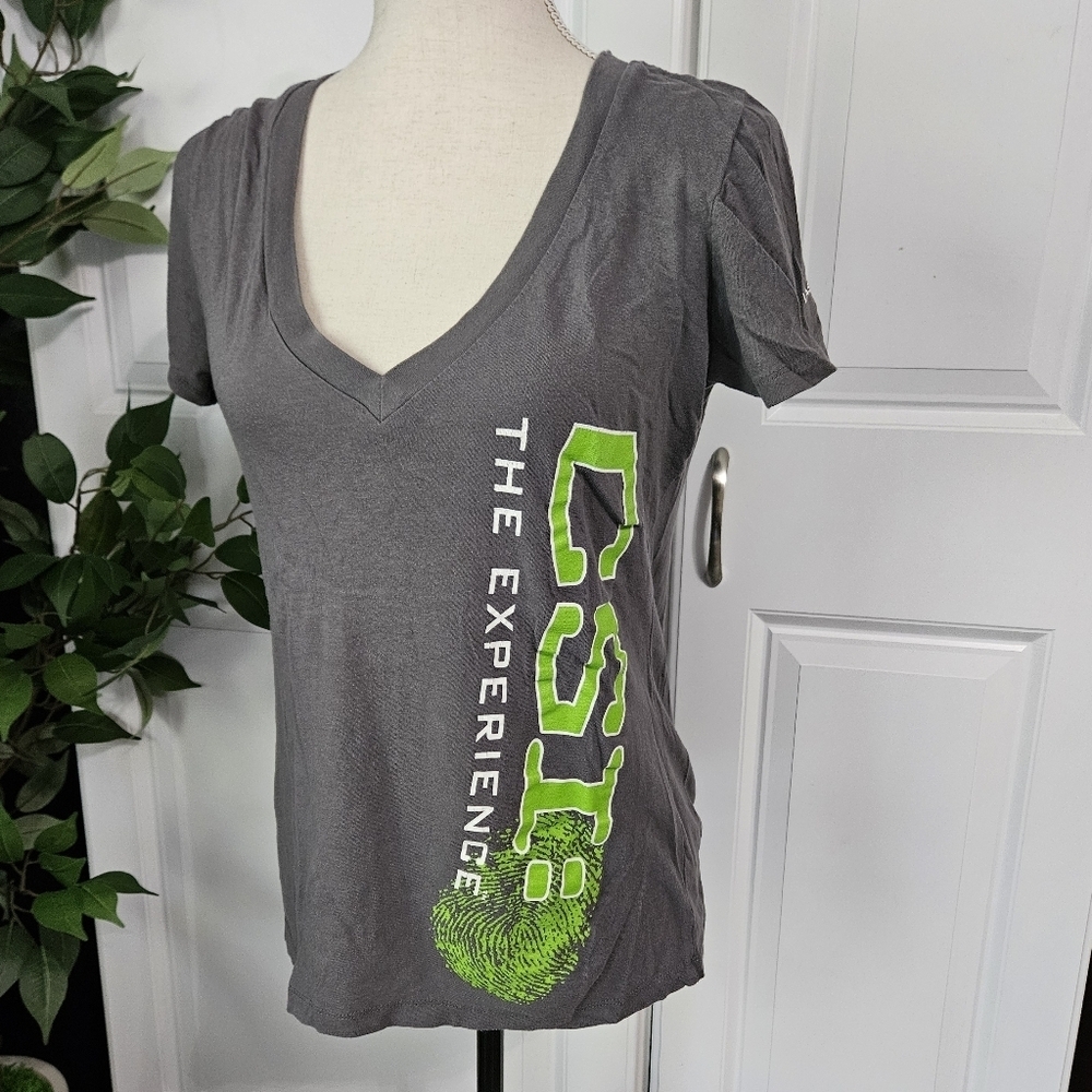 Gray V-Neck CSI Graphic Tee